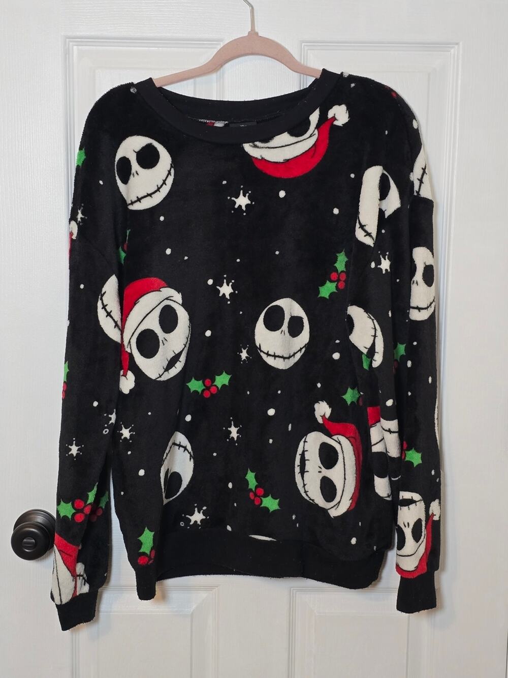 Nightmare Before Christmas Juniors Black Holly Jack Graphic Sweatshirt Sz XXL